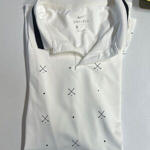 Nike White Polo Shirt with Minimalist X Pattern